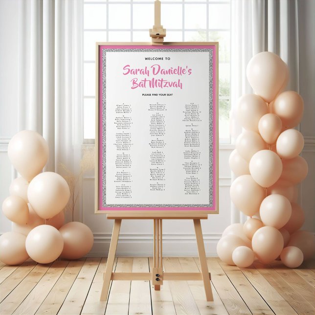 Affiche Diagramme de siège alphabétique en argent rose (Créateur téléchargé)