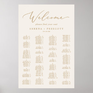 Affiche Diagramme de siège alphabétique en or et en crème