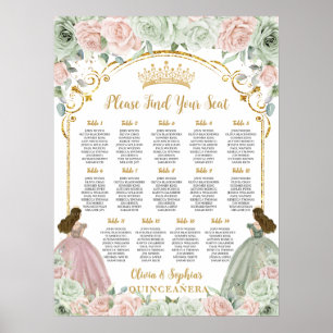 Affiche Diagramme de sièges Quinceanera Floral Blush Sage