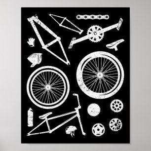 Affiche Diagramme des pièces de vélo démontées pour le vél
