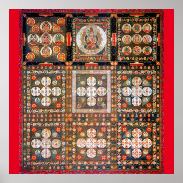 Affiche Diagramme Mandala Cosmique pour la Méditation (Devant)