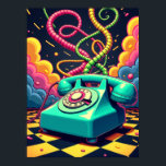 Affiche Dial Into the Neon Dream - Retro Surreal Pop Art<br><div class="desc">Revenez dans le temps et entrez dans une dimension surréaliste avec cette oeuvre d'art vibrante, où la nostalgie prend un tour fantastique. Cette pièce raconte l'histoire d'un téléphone rotatif vintage emblématique, réinventé non pas comme une relique, mais comme la pièce maîtresse d'un paysage de rêve pop art à haute énergie....</div>
