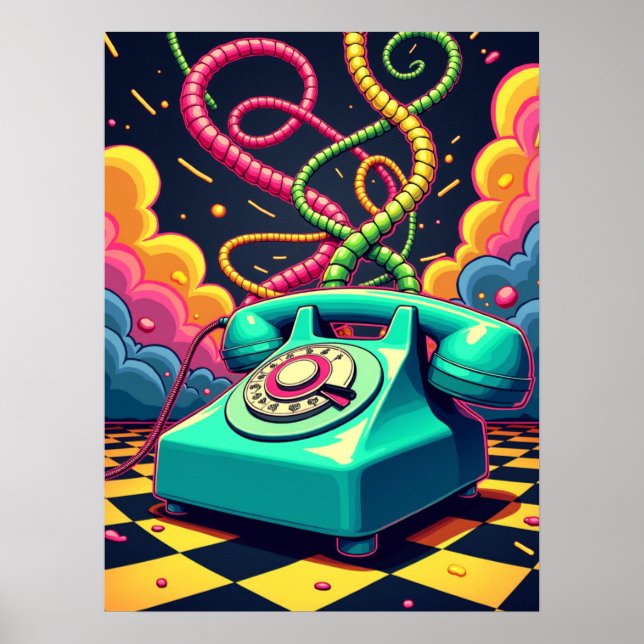 Affiche Dial Into the Neon Dream - Retro Surreal Pop Art (Devant)