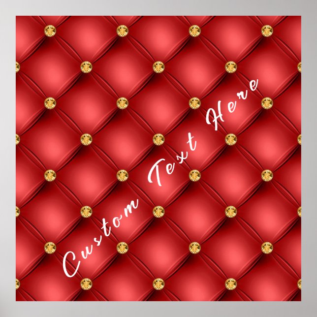 Affiche Diamant doré Cuir Tufé Nom du texte personnalisé R (Devant)