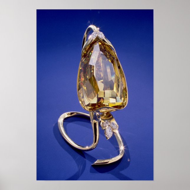 Affiche Diamant jaune "incomparable" dans un décor d'or (Devant)