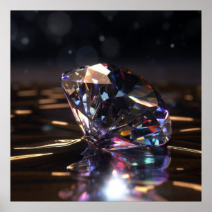 Affiche Diamant poli, zoom brillant en pierres gemmes