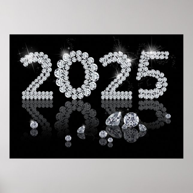 Affiche Diamants brillants 2025 Nouvel An de luxe (Devant)