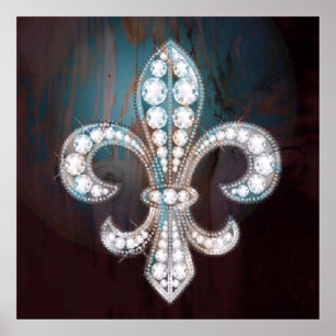 Affiche Diamond Fleur de Lis Bois
