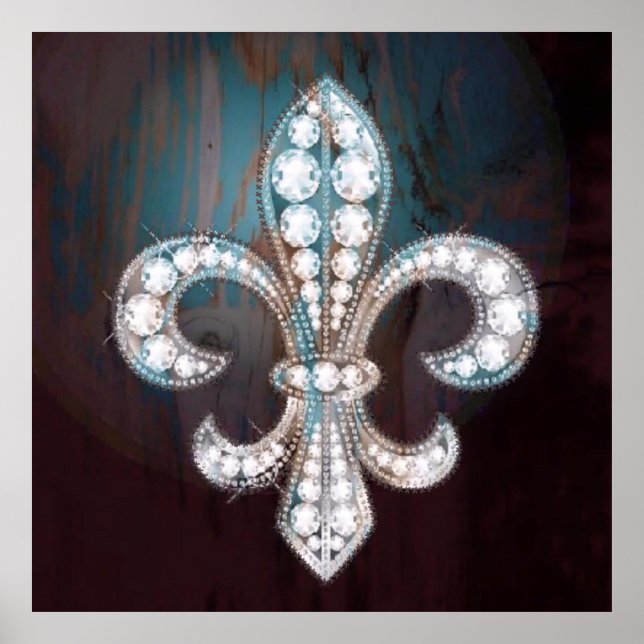 Affiche Diamond Fleur de Lis Bois (Devant)