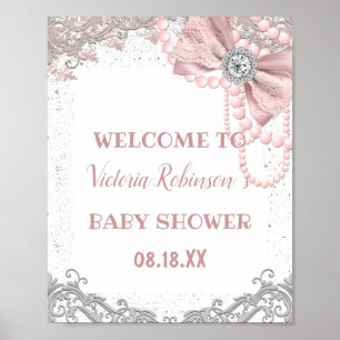 Affiche Diamond Pearl Blush rose Girly Elegance Baby showe