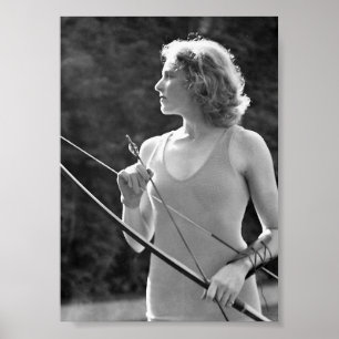 Affiche Diana, Archer, Belle Femme, Sports, Vintage