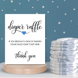 Affiche DIAPER RAFFLE Billet SIGNE Baby shower noir blanc