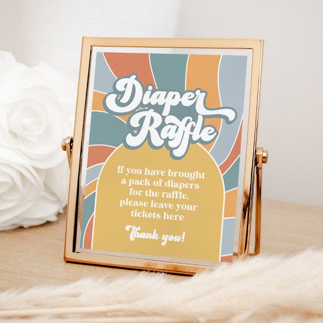 Affiche Diaper Raffle Groovy Retro Sunshine Sign (Créateur téléchargé)