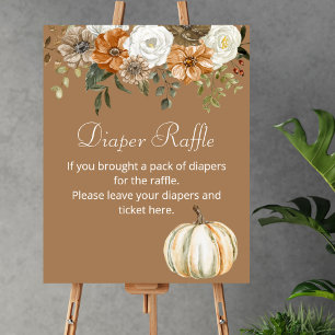 Affiche Diaper Raffle Jeu Automne Citrouille Rustique Brow