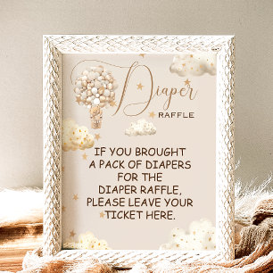 Affiche Diaper Raffle Jeu Teddy Ballons d'ours ThemeSign