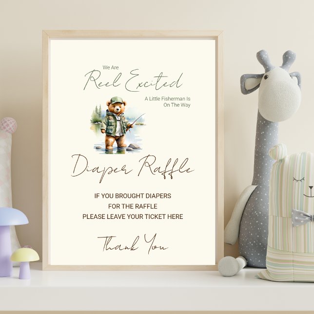 Affiche Diaper Raffle Signal Reel Baby shower excité (Créateur téléchargé)