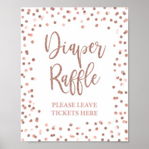 Affiche Diaper Raffle Signal Rose Gold Confetti Baby showe