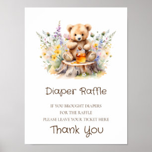 Affiche DIaper Raffle Signale Un Petit Baby shower De Miel