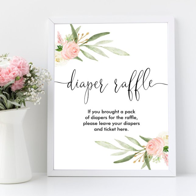 Affiche Diaper raffle signe vert rose or élégant (Créateur téléchargé)