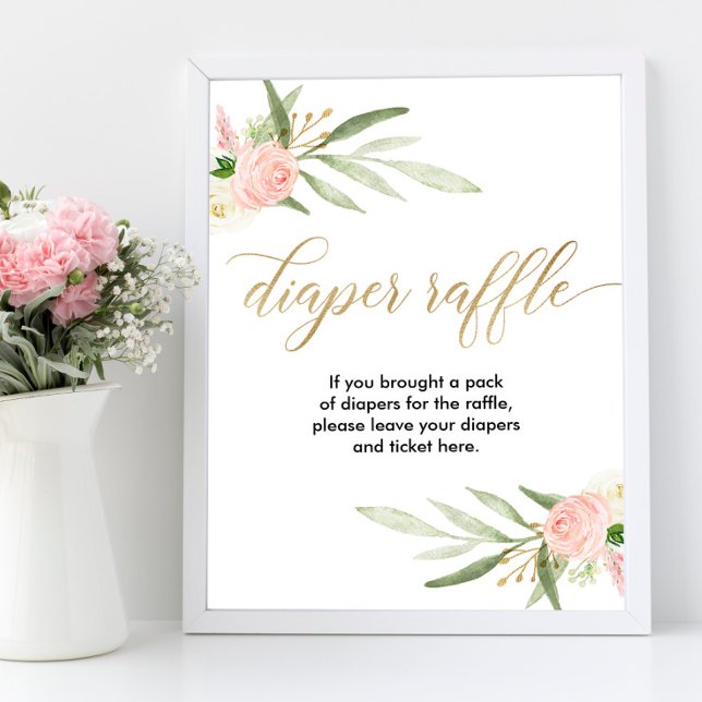 Affiche Diaper raffle signe vert rose or élégant (Créateur téléchargé)