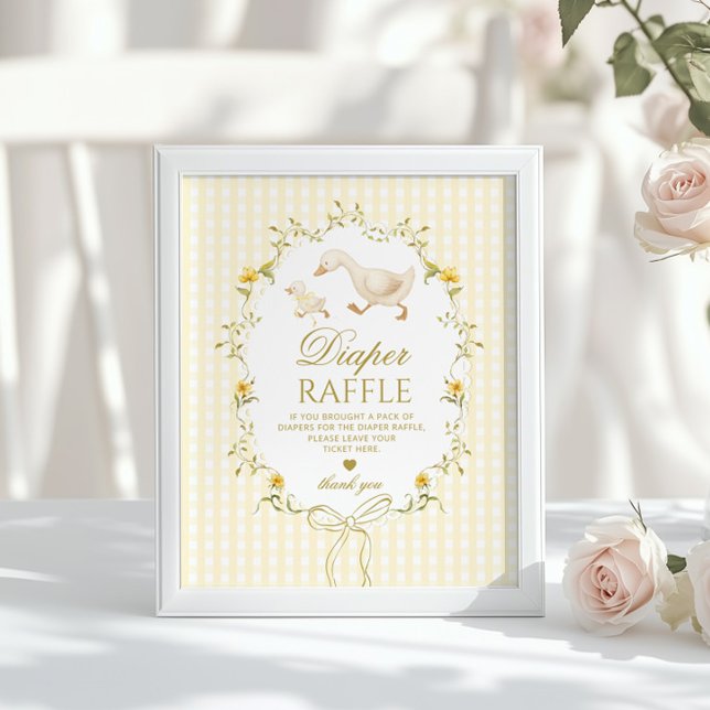 Affiche Diaper raffle Silly Goose gender neutral gingham (Créateur téléchargé)
