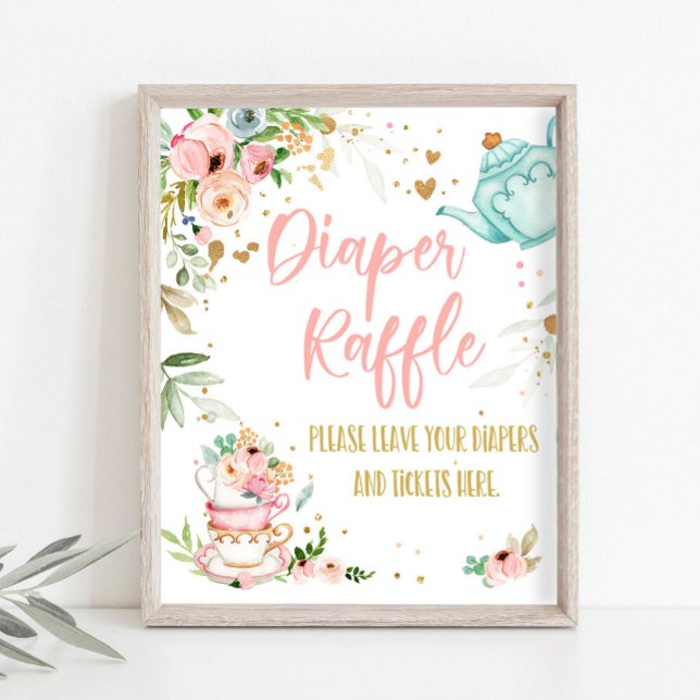 Affiche Diaper Raffle Tea Party Baby Brewing Baby Shower (Créateur téléchargé)