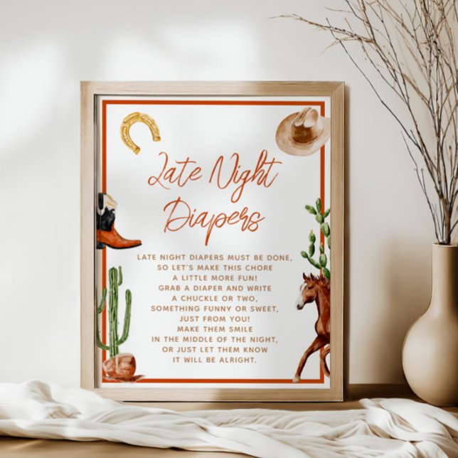 Affiche Diapeurs de nuit Baby shower de rodéo occidental (Créateur téléchargé)