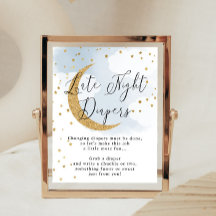 Diapeurs de nuit Bleu Lune d'or Baby shower Jeu