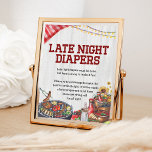 Affiche Diapeurs de nuit Jardin barbecue Baby shower rusti<br><div class="desc">Poster de Baby shower Rustique Jardin de la nuit Diapers de fin de soirée.</div>