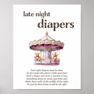Affiche Diapeurs de nuit Jeu de Baby shower Twin Girl