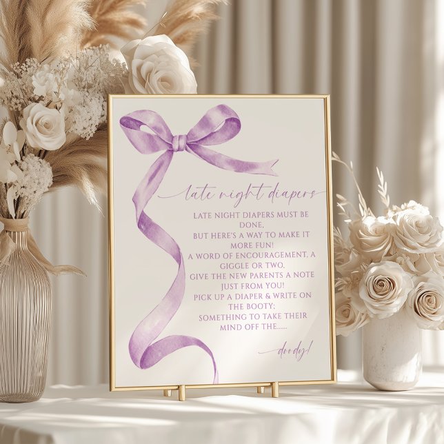 Affiche Diapeurs de nuit Lavender Bow Baby shower (Créateur téléchargé)