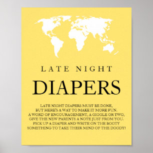 Affiche Diapeurs de nuit Voyage World Map Baby shower