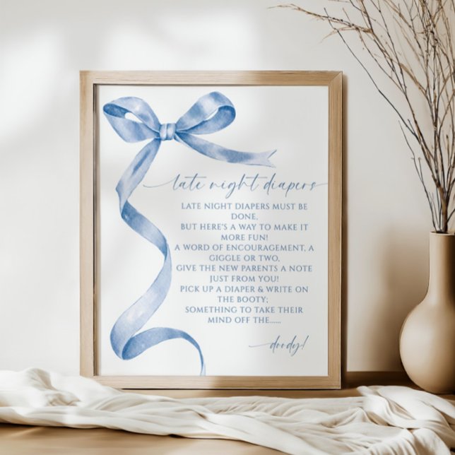 Affiche Diapeurs nocturnes Baby shower Bleu Bow (Créateur téléchargé)