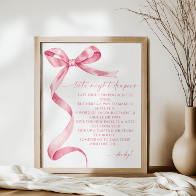 Affiche Diapeurs nocturnes Baby shower de la cou rose (Créateur téléchargé)