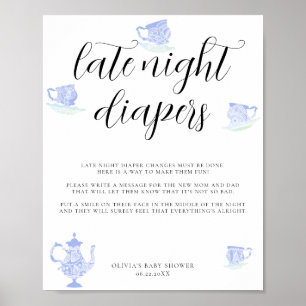 Affiche Diapeurs nocturnes Baby Tea Chine bleu blanc dente