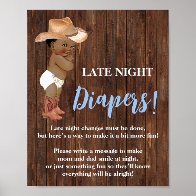 Affiche Diapositives de nuit Jeu AA Cowboy Baby shower (Devant)