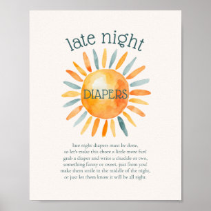 Affiche Diapositives de nuit Jeu Baby shower Sun