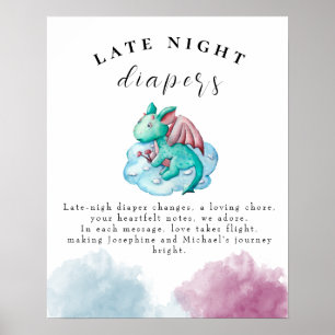 Affiche Diapositives de nuit pour Baby shower de dragon Tu