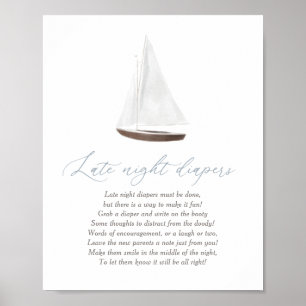 Affiche Diapositives de nuit signe Baby shower nautique