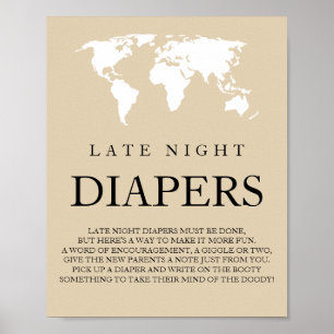 Affiche Diapositives de nuit Voyage Carte du monde Baby sh