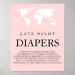 Affiche Diapositives de nuit Voyage Carte du monde Baby sh