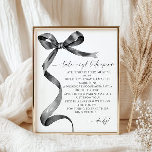 Affiche Diapositives nocturnes Baby shower noir de la cave