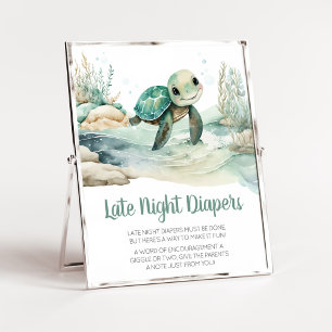 Affiche Diapositives nocturnes du Baby shower de tortues m