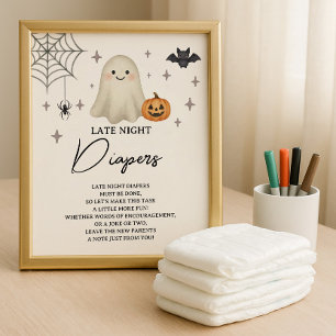 Affiche Diapositives nocturnes du Baby shower d'Halloween