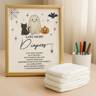 Affiche Diapositives nocturnes du Baby shower d'Halloween