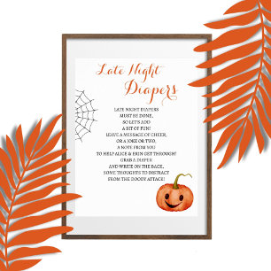 Affiche Diapositives nocturnes Halloween Baby shower Jeu