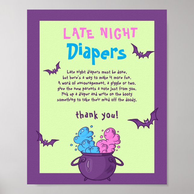 Affiche Diapositives nocturnes Halloween Baby shower Jeu (Devant)