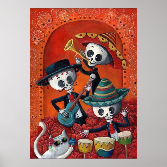 Affiche Diaz de Los Muertos Skeleton Mariachi Trio (Devant)