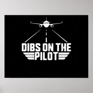 Affiche Dibs On Pilot Aviation Aircraft Plane Girfriend