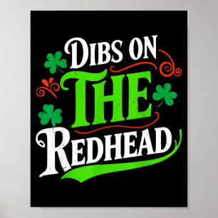 Affiche Dibs sur la rousse drôle trèfle vert st patrick